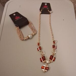 Paparazzi Gold Necklace with Red Accents